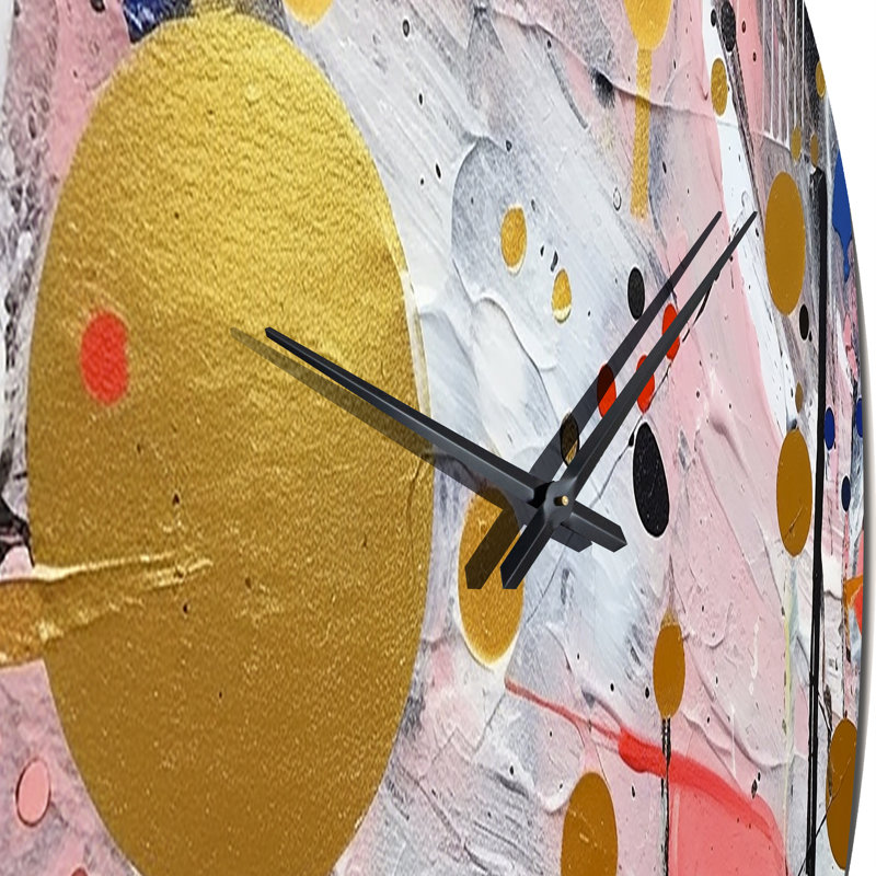Horloge murale rose et grise en métal II, Petit