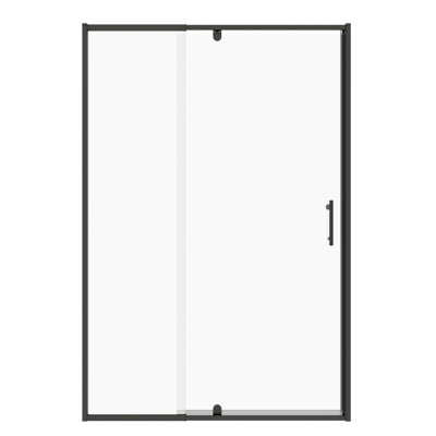 50-54" W X 71" H Shower Door, Matte Black, 1/4" Tempered Glass, Pivot Swing, Stainless Steel Hardware, Easy Install, Wall Adjustable, Leakage Design Swing Door 71", Black Finish, Handle, Design, Left