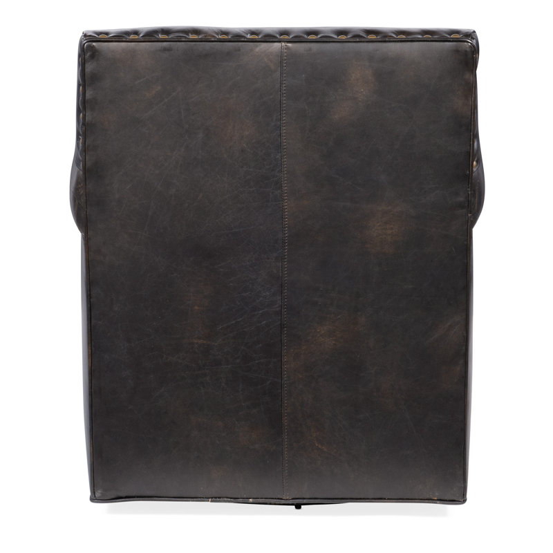 CC Swivel Club Chair, Charcoal Genuine Leather