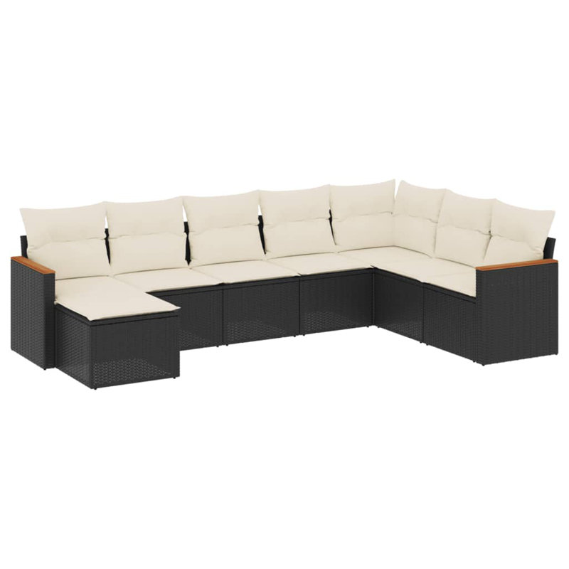 Ensemble de canapé de jardin Vidaxl noir et blanc crème