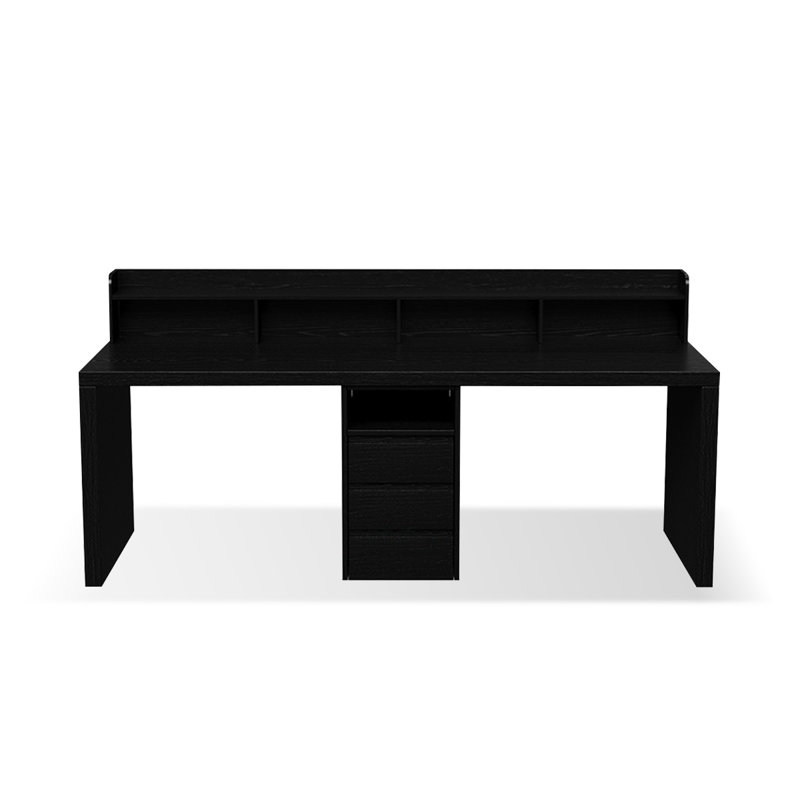 Bureau rectangulaire en bois massif noir, H 29,53 po x l 86,61 po x P 23,62 po