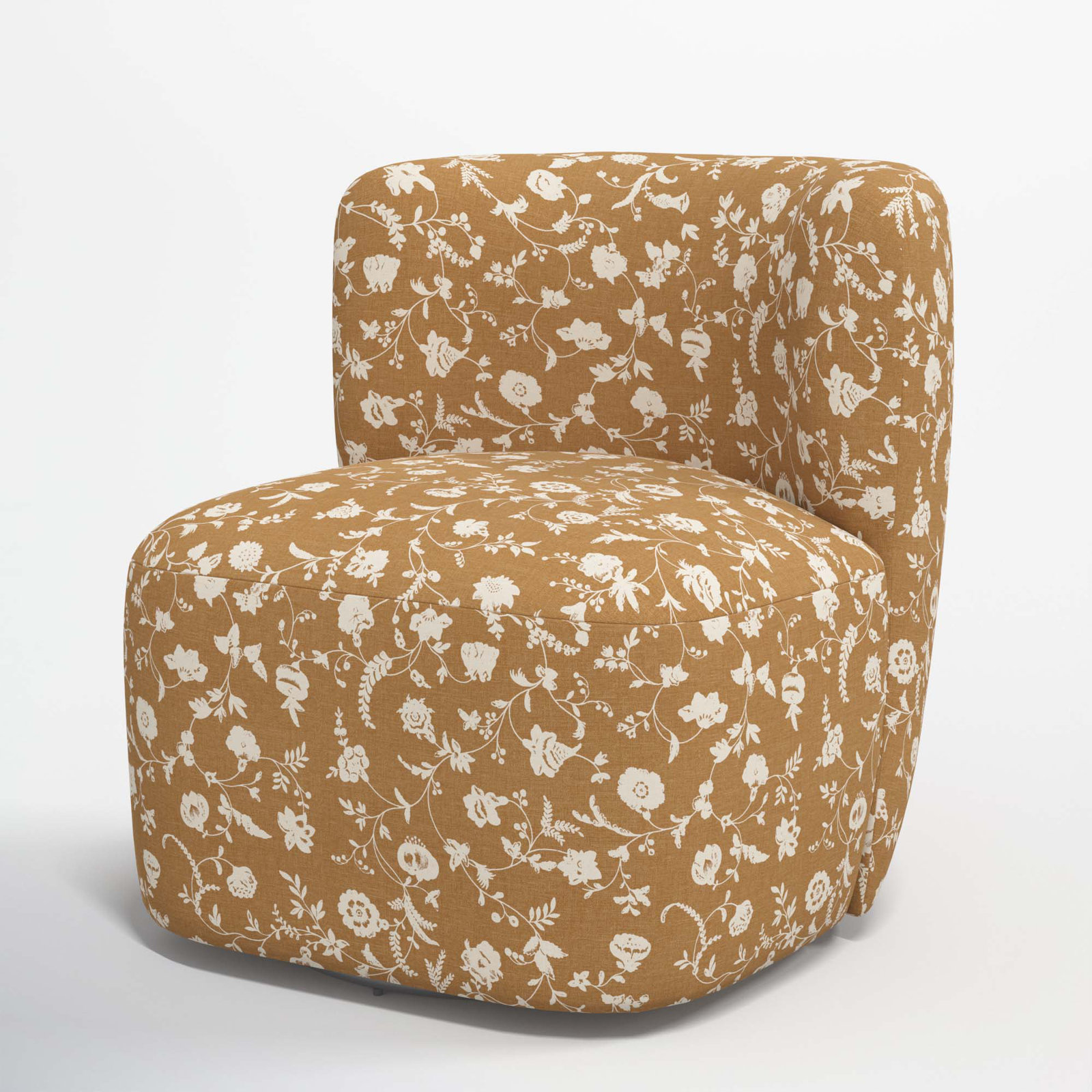 Mariza Swivel Slipper Chair, Robina Floral Ochre