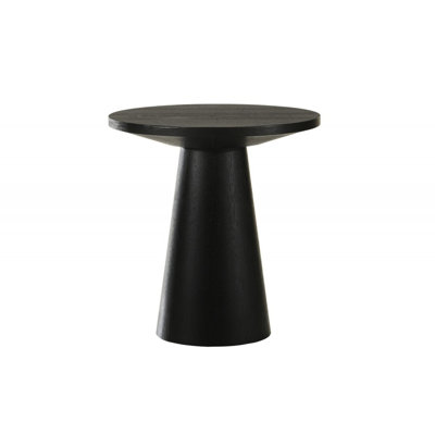 Console noire à piédestal rond, 20 po Dimensions, fabriquée en placage de chêne, table en bois d'hévéa à assemblage simple avec base, plateau biseauté, convient au placement