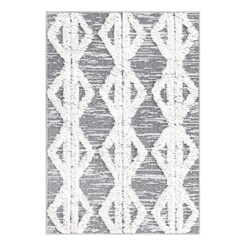 Tapis gris en coton Casa, Rectangle 2 pi 3 po x 3 pi