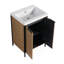 Meuble-lavabo autoportant 24 po avec lavabo en résine et 2 portes d'armoire à fermeture en douceur (emballage KD)-2058111288