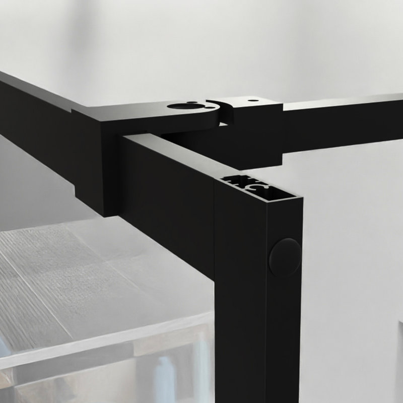46" X 72" Black Shower Screen For Walk-in - Tempered Glass, Firm Installation Frame Glass With Movable Bar