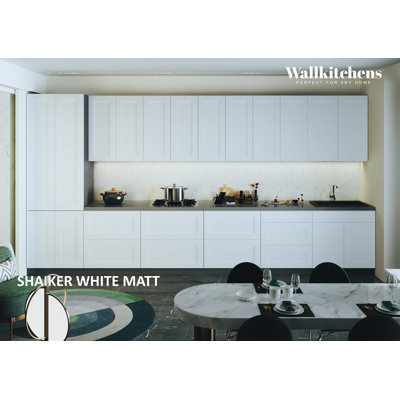 WALLKITCHENS FK-CELESTIAL 182 W x 24 D x 96 H Medium Density Fiberboard (MDF) Classic Full Kitchen in Blanc mat 