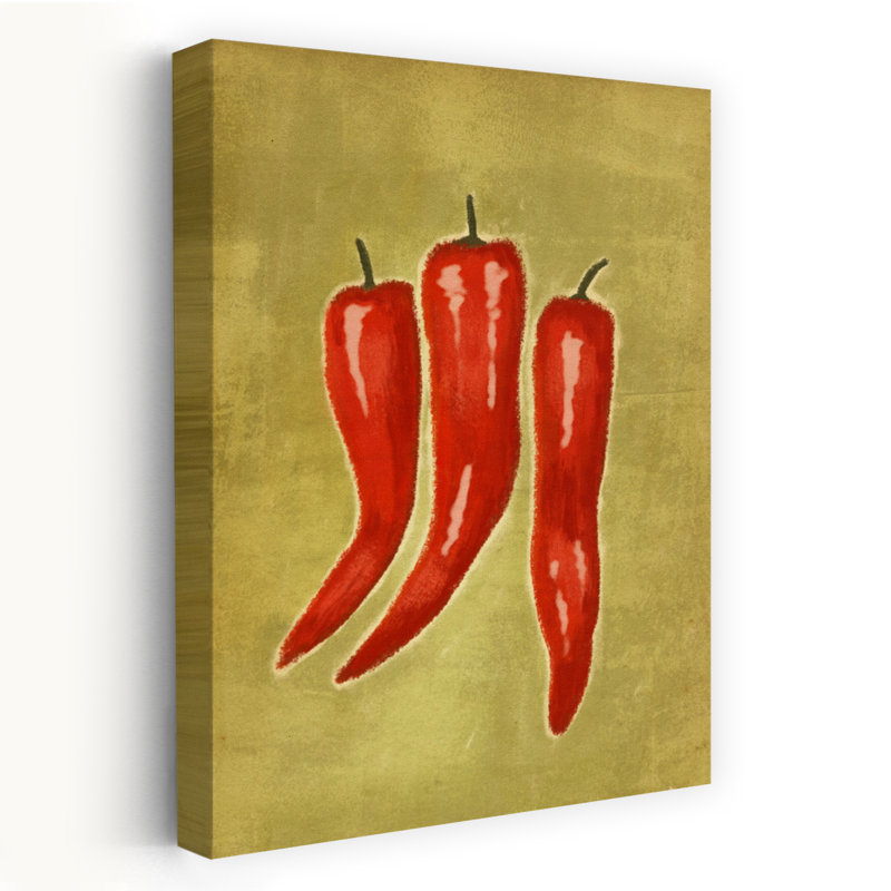 «Hot Chili Trio», art mural rustique et vibrant, H 48 po x l 32 po
