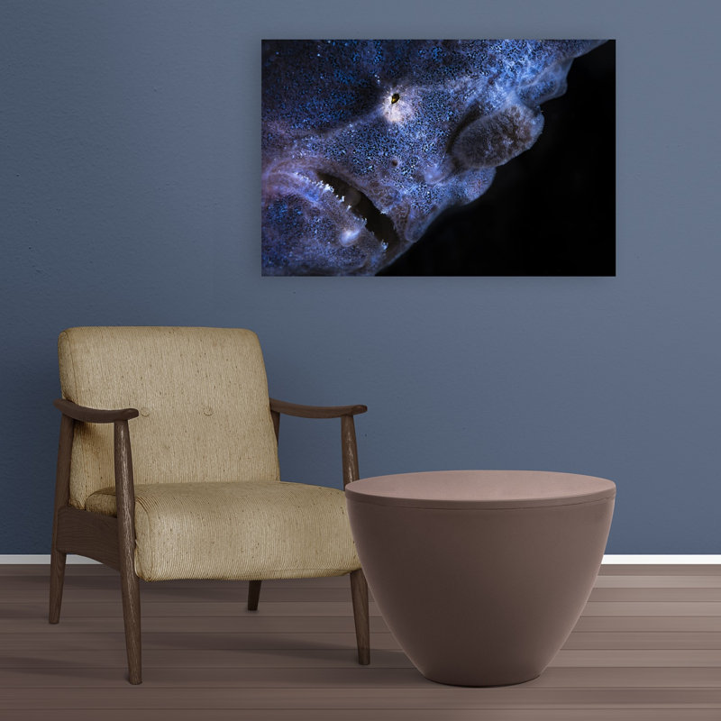 Electric Blue Frogfish Contemporary Fish Nature Ocean Wall Art Print 1 Piece Wrapped Canvas Wall Art, 60.96cm H x 91.44cm W