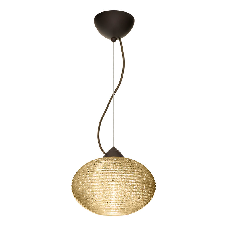 Maryrose 1 - Light Single Pendant, Brushed Bronze, Glitter, 7.5" H x 11.75" W x 11.75" D
