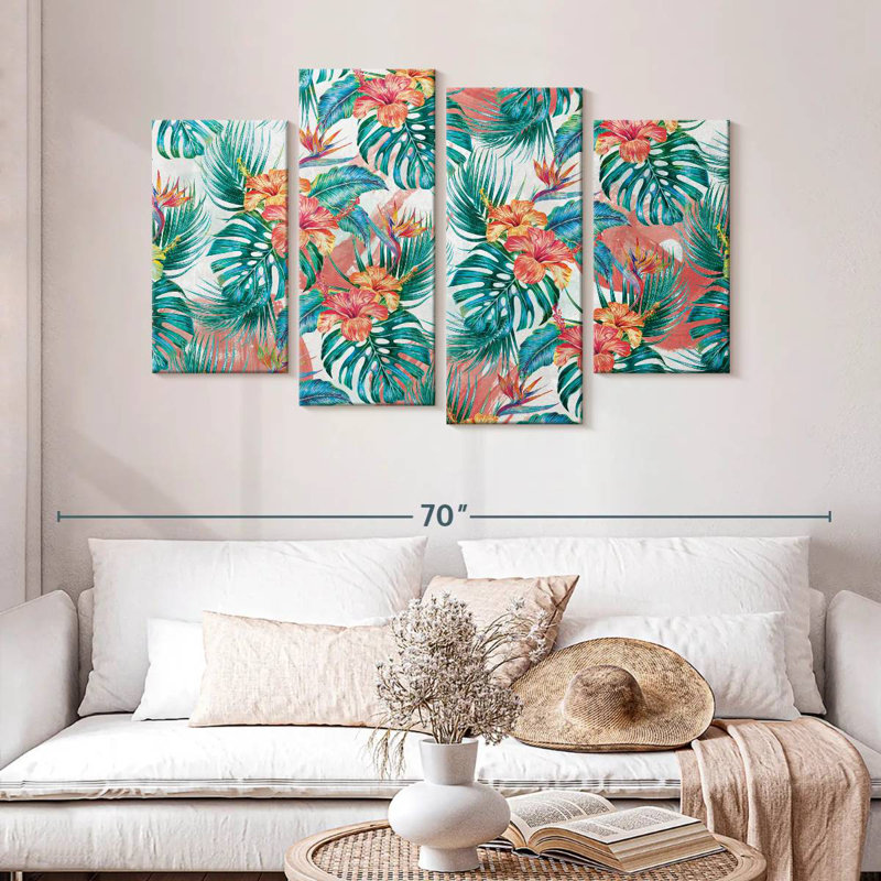 Kerner Tropical Foliage And Flowers, 32" H x 52" W