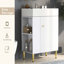 Meuble-lavabo blanc 21,6 po, armoire combinée, lavabo simple en céramique, rangement à gauche