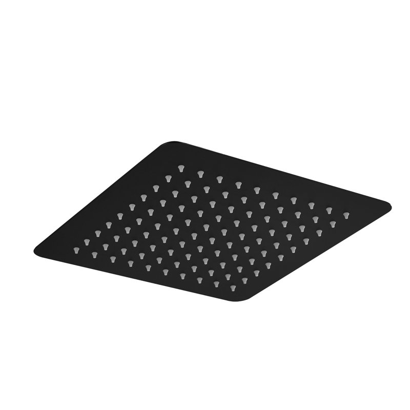 Motif à 1 jet de 2,5 GPM et 16 po Pomme de douche fixe au plafond avec rotation à 360 °, Noir mat