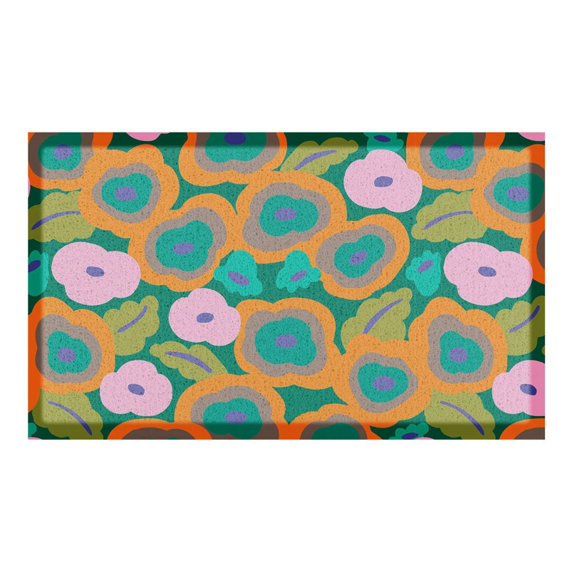 Non-Slip Floral Doormat, 16" x 28"