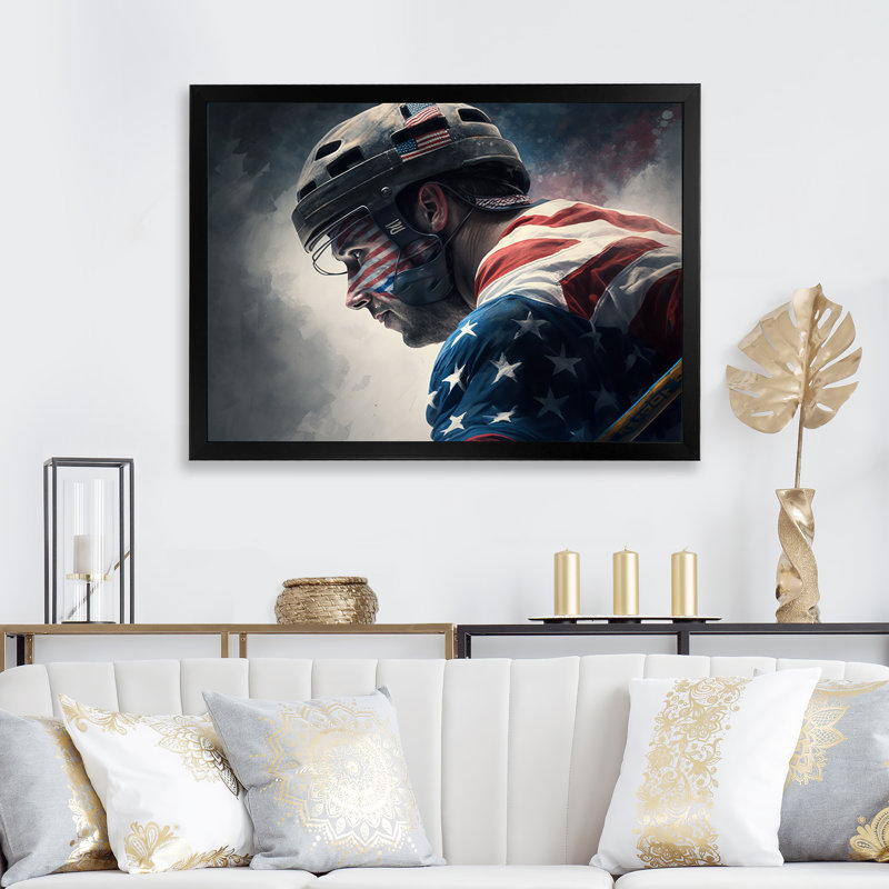 «Hockey Player On Break II», impression sur toile, Cadre photo noir, H 12 po x l 20 po x P 1 po