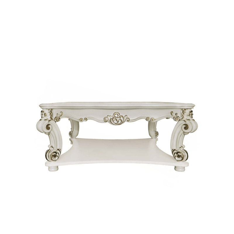 Table basse carrée à finition perle antique