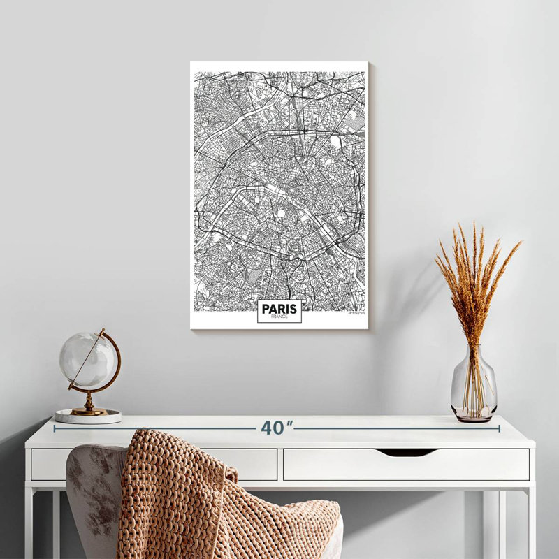 Aliaz Paris Grid Map, 24" H x 16" W