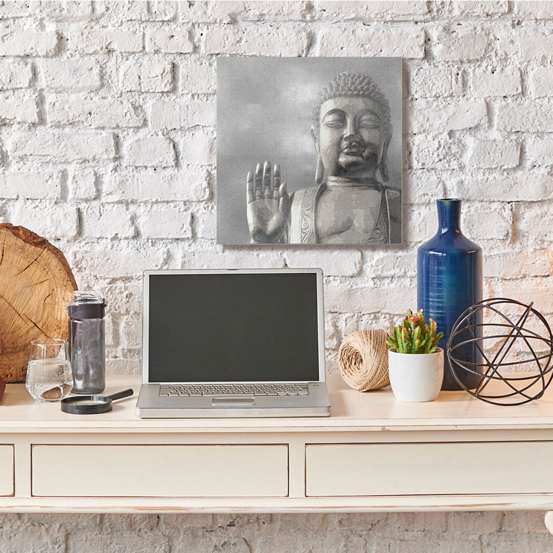 «Buddha Inspired Portrait Grayscale Eastern Figure» par Tom Bray - impression, Toile tendue, H 24 po x l 24 po x P 1,5 po