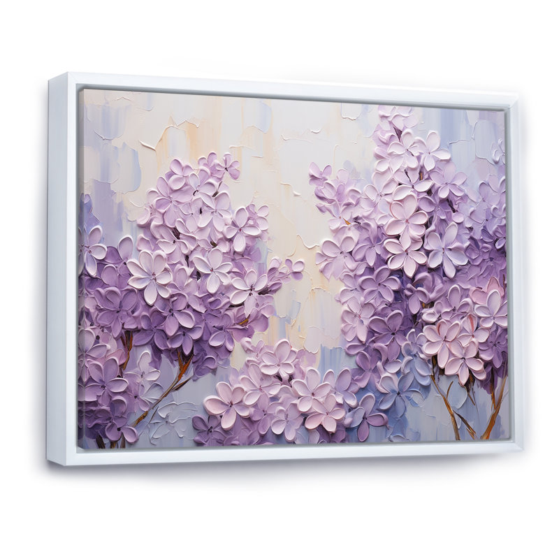 Blooming Lilac Melody III - Lilas, art sur toile, Cadre flottant blanc, H 12 po x l 20 po x P 1 po