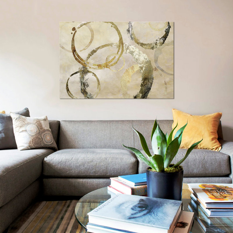 « golden rings », impression sur toile, H 16 po x l 24 po x P 1 po, Papier d'art encadré noir, Blanc