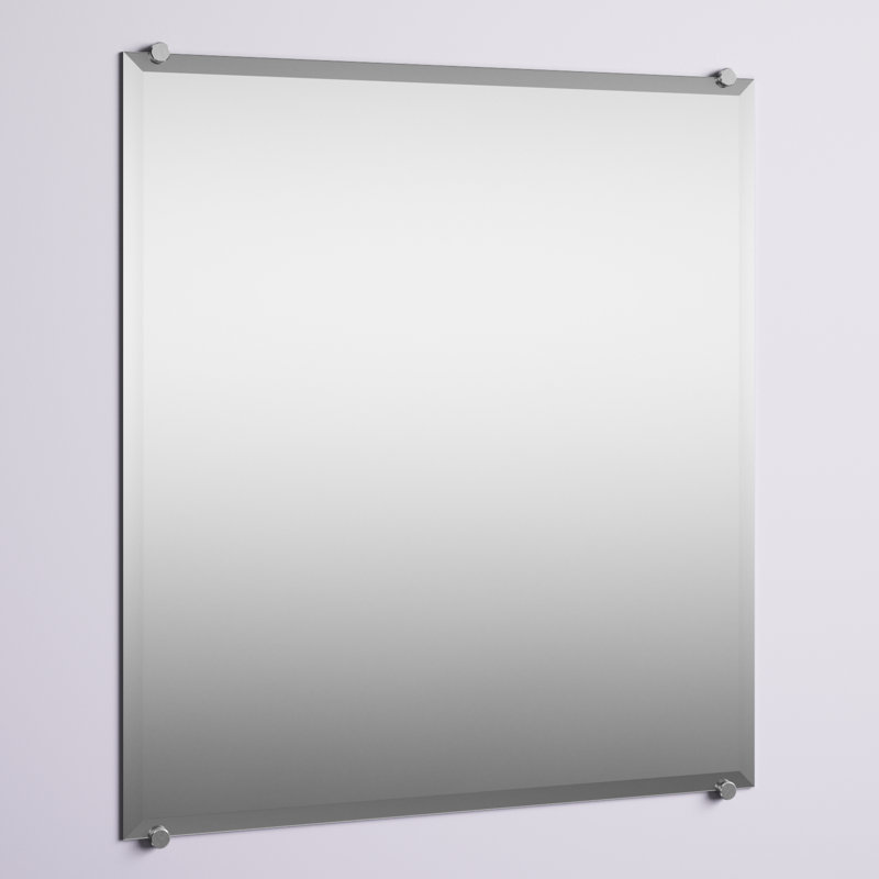 Mansell Beveled Frameless Wall Mirror, 40" H x 36" W, Chrome