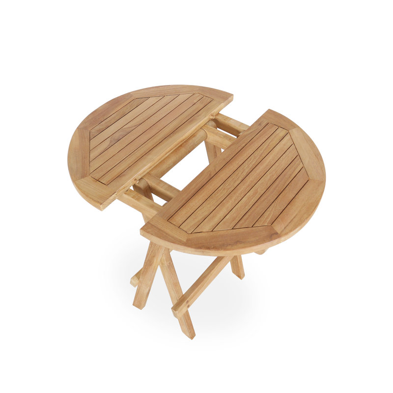 Round Teak Outdoor Folding Side Table