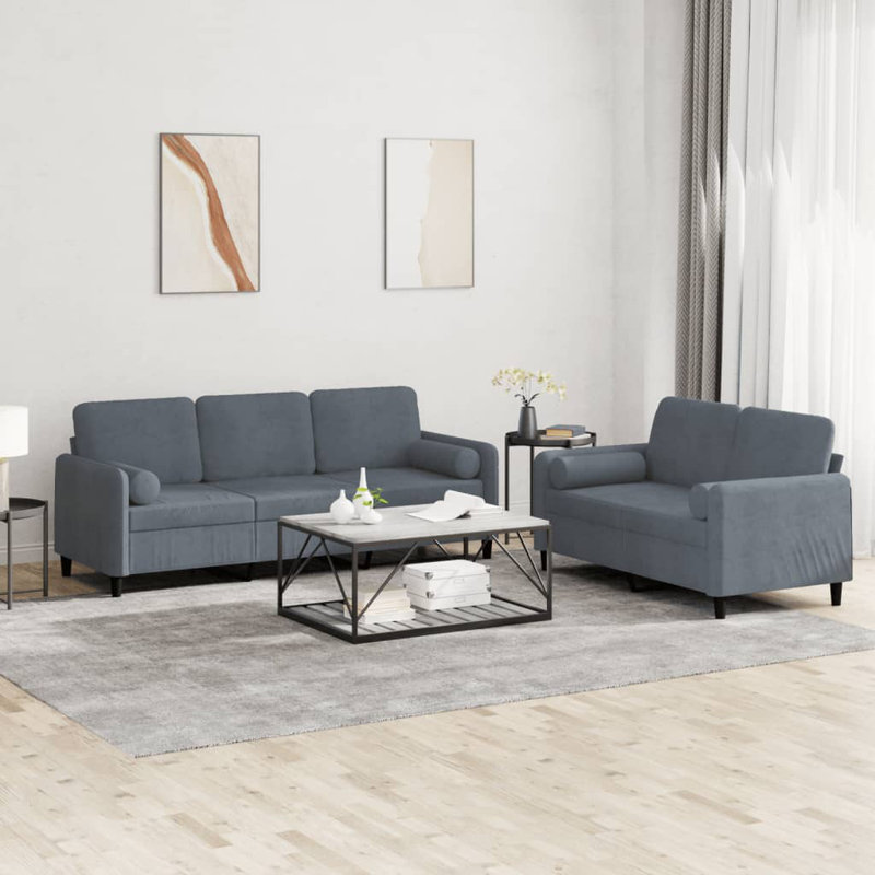 Mayya 78'' Velvet Sofa, Dark Gray 100% Polyester