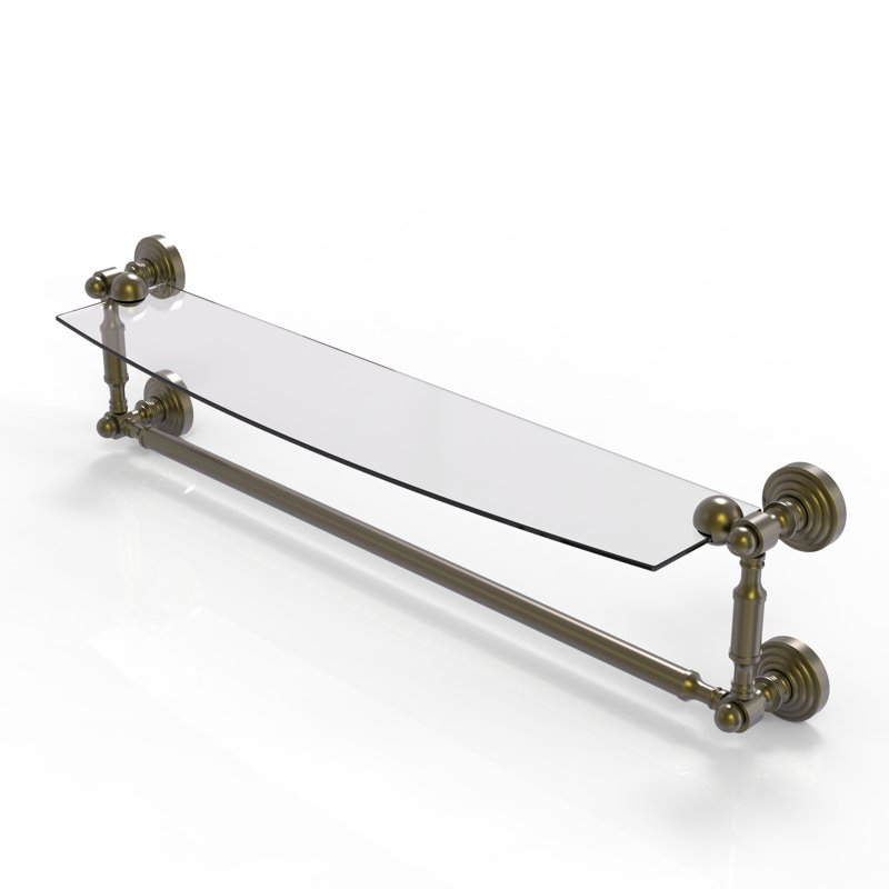 Beresford Bracket Shelf with Towel Bar, Antique Brass, 5" H x 25.7" W x 6.1" D