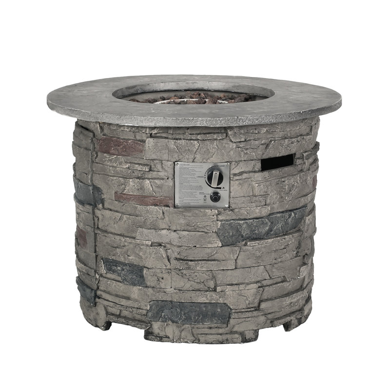 Outdoor 32" Fire Pit, Propane 40K . Top For Garden Leisure. Modern Design. Lightweight Concrete. Versatile Heating Option Diameter, Grey Top Garden. Concrete Construction. Heater