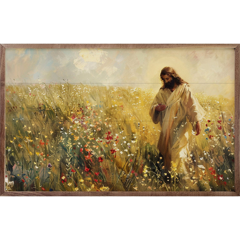 Jésus parmi les fleurs sauvages, H 5 po x l 8 po