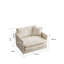 Chaise rembourrée en chenille beige avec tissu d'ameublement doux et structure en bois robuste