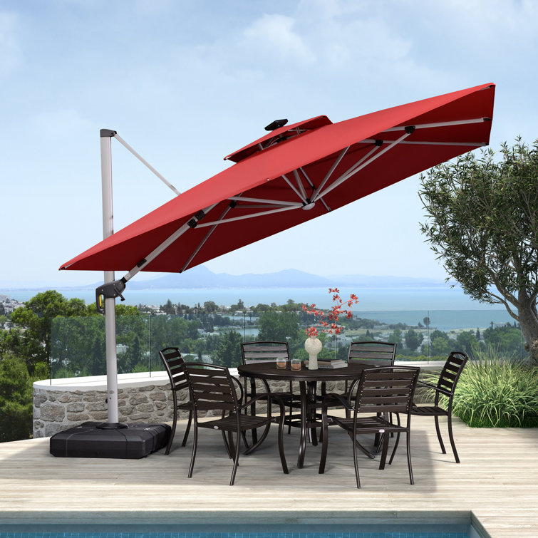 Latitude Run® Tersk 132'' Square Lighted Cantilever Umbrella u0026 Reviews |  Wayfair