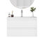 Ensemble de meuble-lavabo mural 32 po avec lavabo, deux tiroirs, façades de tiroirs arrondies, système de fermeture en douceur, lavabo en céramique, conception sans poignée, bois massif, facile à installer, blanc-2996139