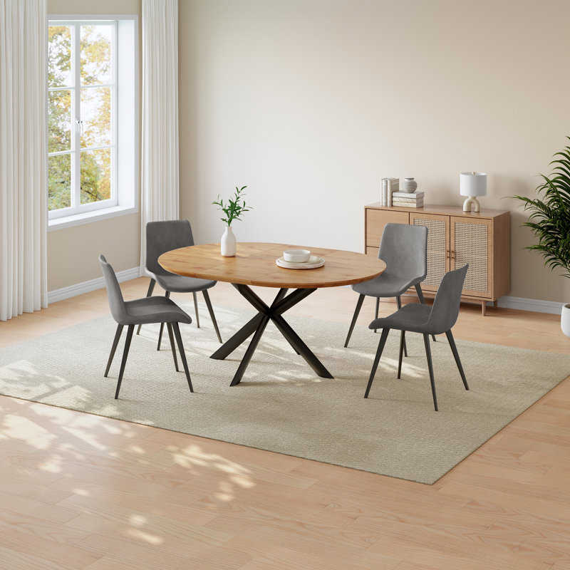 Ensemble de table de salle à manger ovale 7 pièces avec 6 chaises assorties pour la salle à manger, Gris