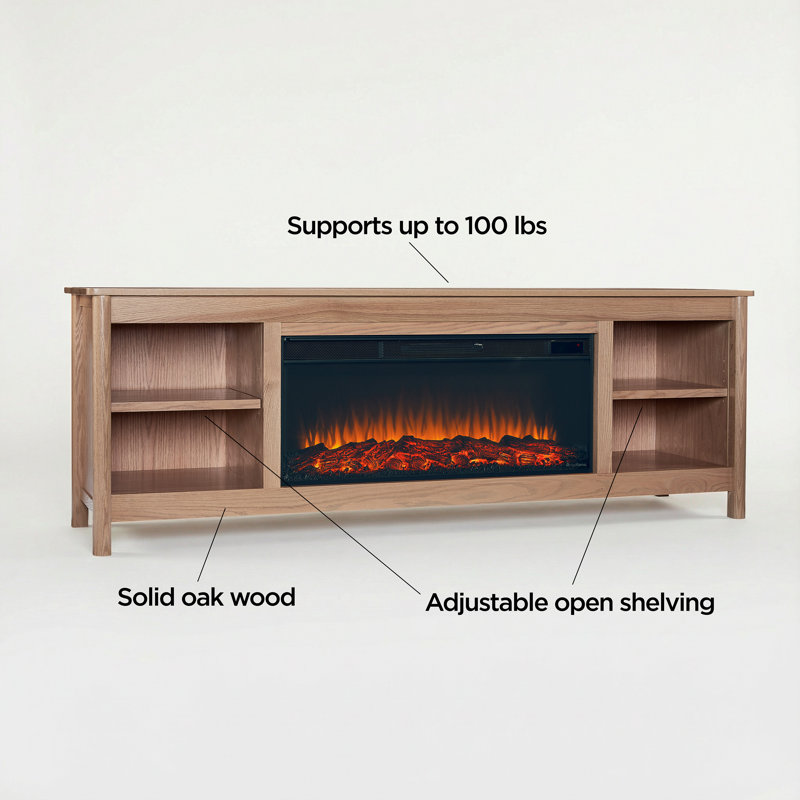 Kells 81" Electric Fireplace TV Stand, Light Oak