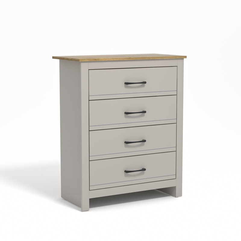 Limestone 4 - Drawer Chest of Drawers, Light Grey/Reviera Eichi