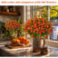 Paquet de 12 fleurs artificielles pour maman - Plantes d'extérieur en soie résistantes aux rayons UV (rouge-orange)