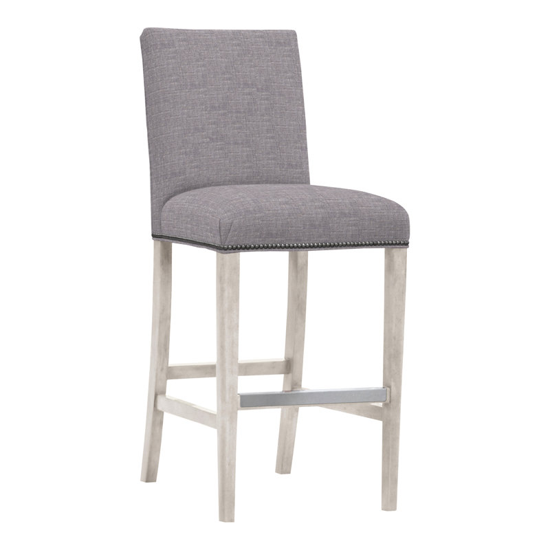 Gin Fizz Upholstered Stool with Solid Wood Frame, Yes, Impala Storm, Casa Blanca