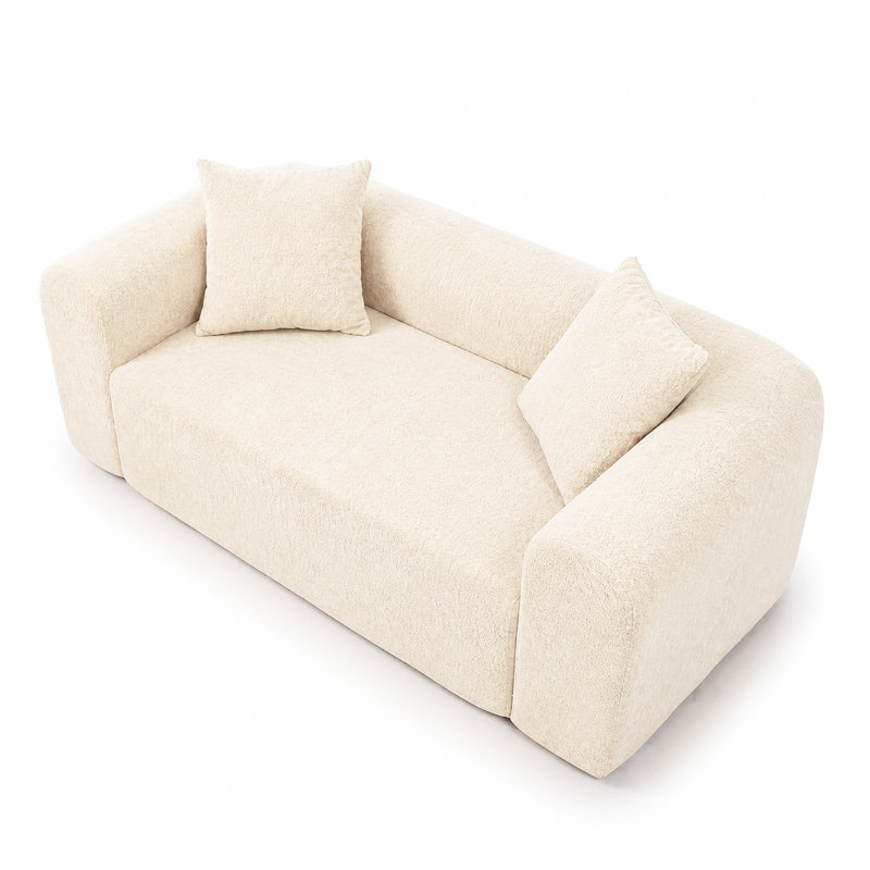 Modern Deep Seat Sofa Soft Chenille Upholstered U-Shaped with Pillows,Sectional Sofa/Loveseat, 24.8"HX72.05"Wx24.8"D, Beige
