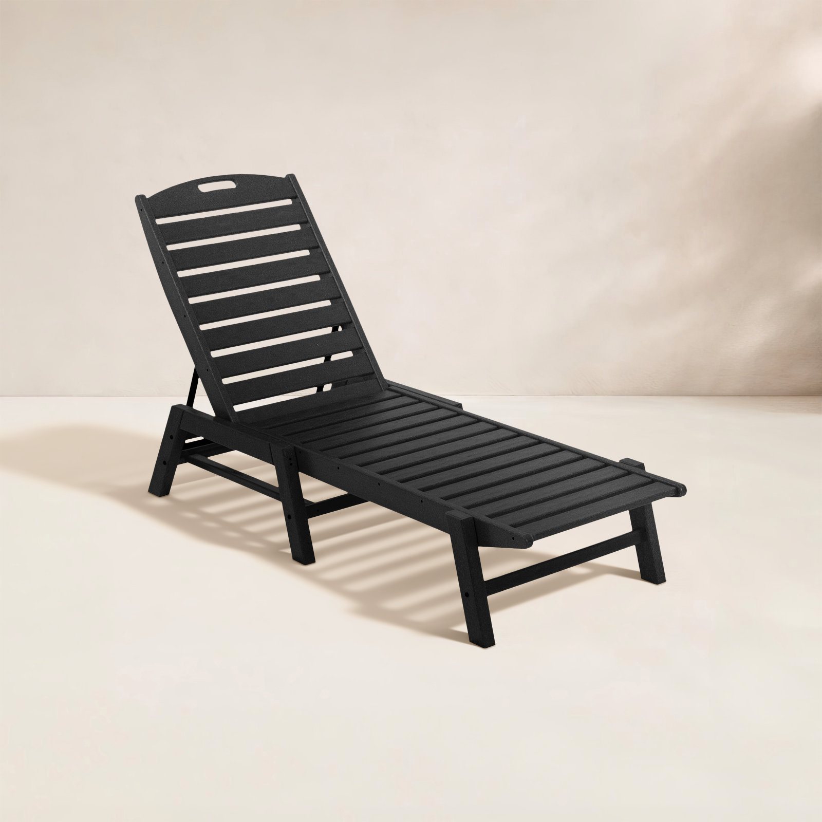 POLYWOOD® Nautical 24" Patio Chaise Lounge, Black