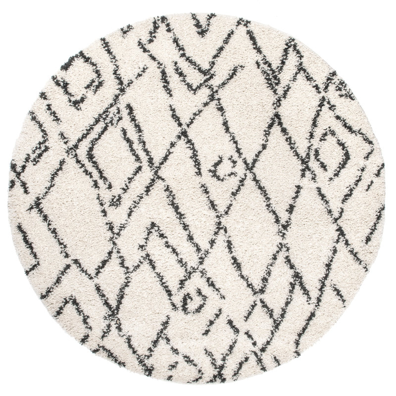 Tapis à motif géométrique blanc cassé Asusus, Ovale 3 pi x 5 pi