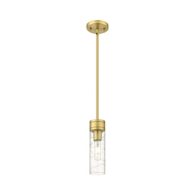 Ballston - Maliyah - Mini-luminaire suspendu 1 tige 3 po avec abat-jour H 8 po - Finition laiton brossé - Abat-jour tourbillon déco