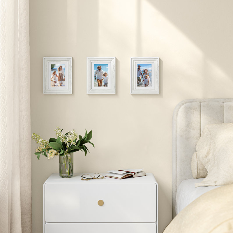 Cadres pour photos avec 6 tapis muraux, Blanc, 3,5 po x 5 po