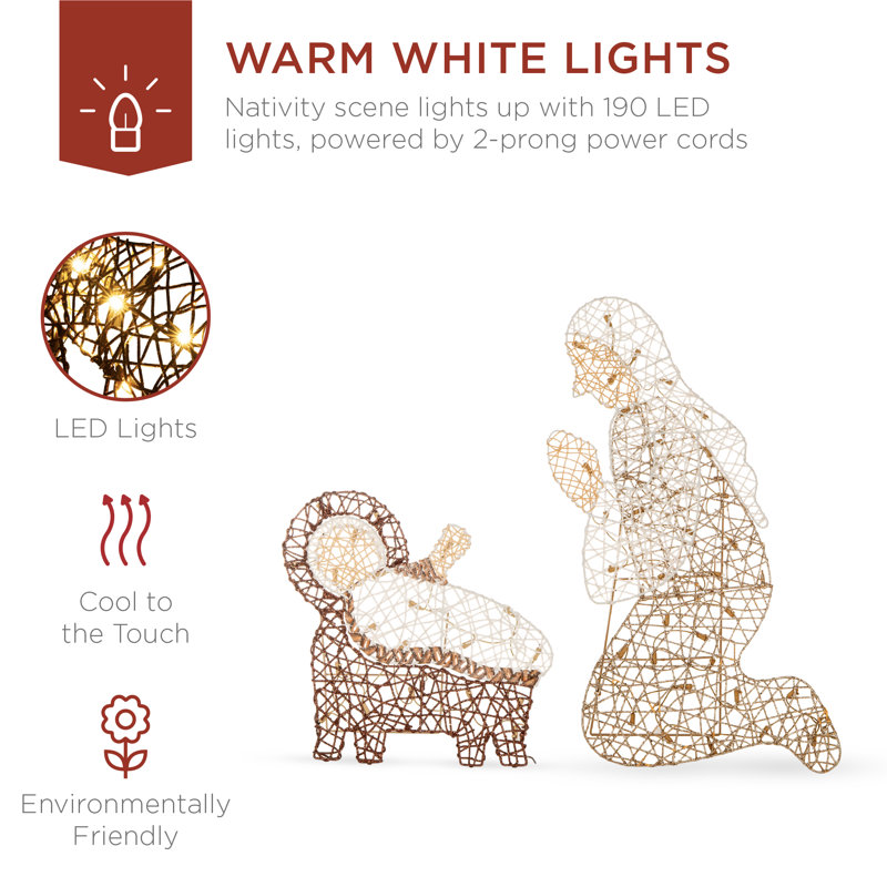 6Ft Warm White LED Outdoor Nativity Scene with Iron Frame