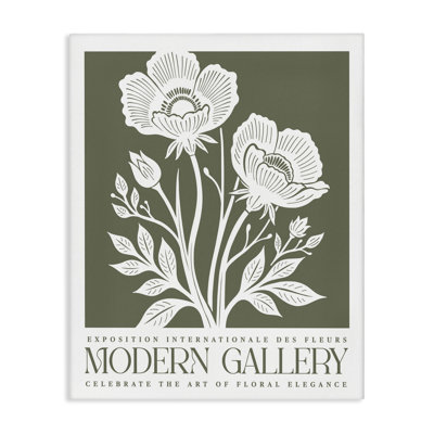 Olive Green Floral Gallery Canvas Wall Art, design by Lettered and Lined