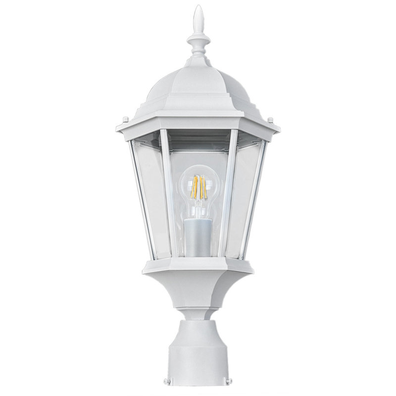 Charlton Home® Traditional Creek Outdoor Post Top Light With Clear Glass For Driveways And Porches, Textured White