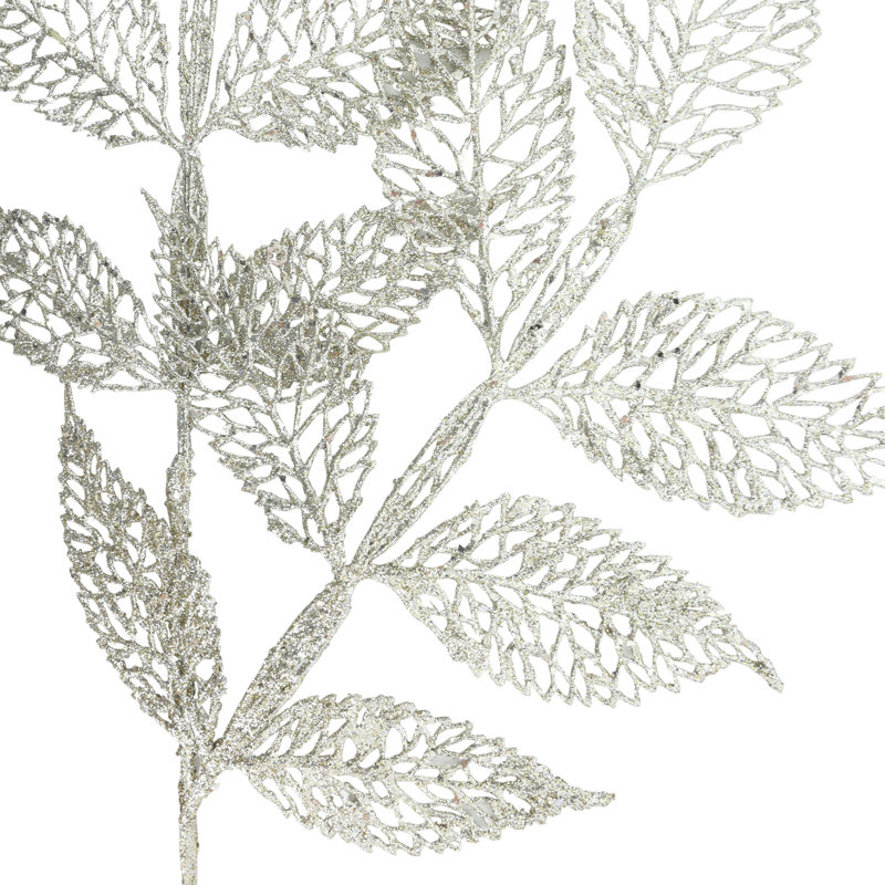 Silver Glitter Leaf Spray