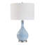  Lampe de table en céramique bleu chiné H 23,5 po avec abat-jour en lin rigide