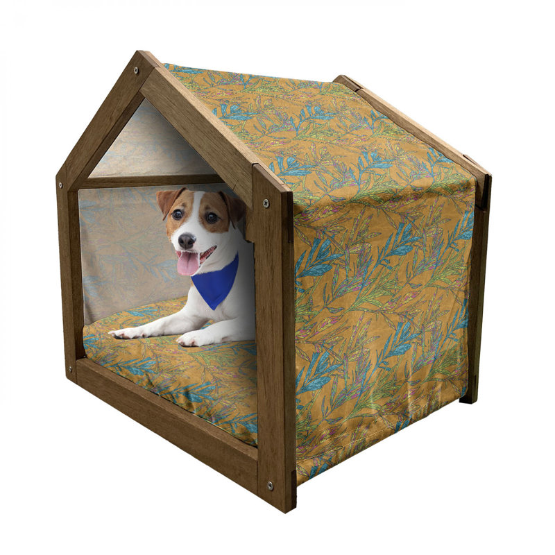 Niche pour chien en bois jaune, H 22,44 po x l 23,62 po x P 17,72 po
