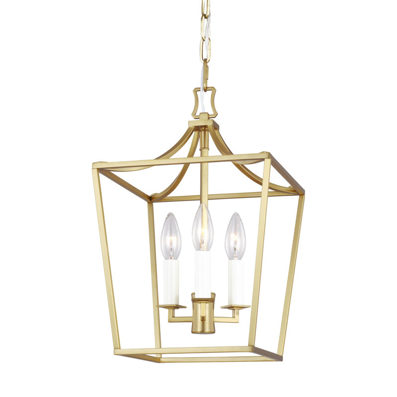 Lustre géométrique à 3 lumières Meztli par Chapman & Myers, Laiton bruni